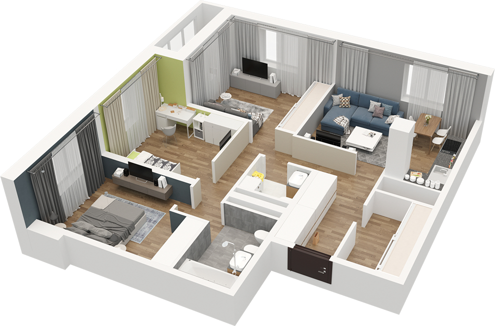 Дизайн проект 3-комнатной квартиры